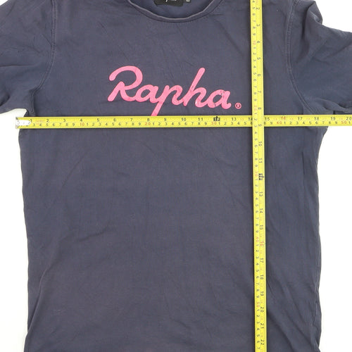 Rapha Men's Navy Blue Cotton Crew Neck Logo T-Shirt Size M