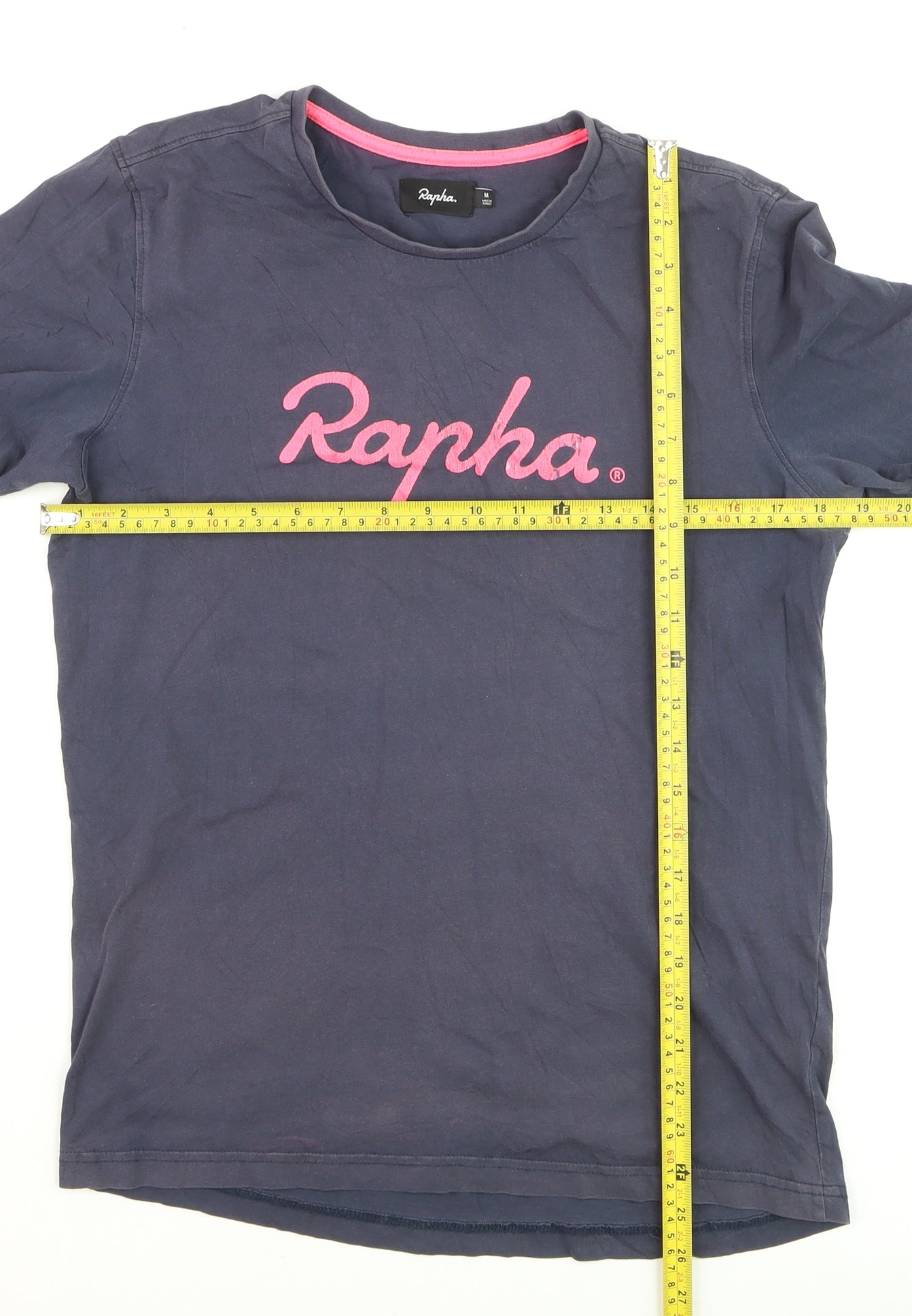 Rapha Men's Navy Blue Cotton Crew Neck Logo T-Shirt Size M