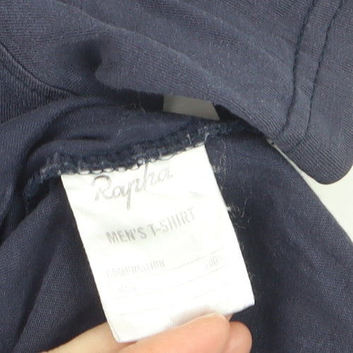 Rapha Men's Navy Blue Cotton Crew Neck Logo T-Shirt Size M