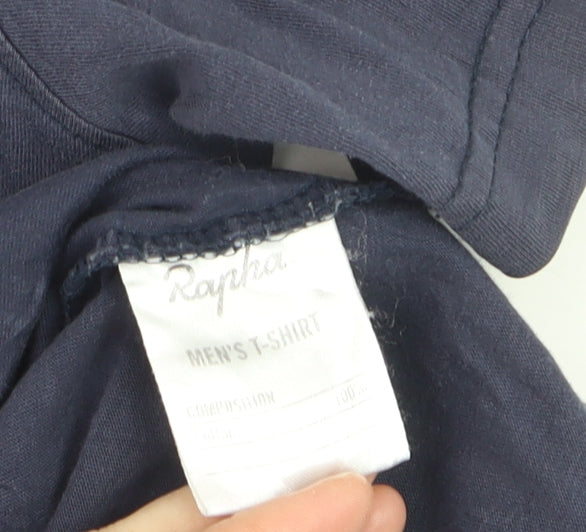 Rapha Men's Navy Blue Cotton Crew Neck Logo T-Shirt Size M