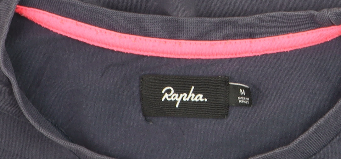 Rapha Men's Navy Blue Cotton Crew Neck Logo T-Shirt Size M