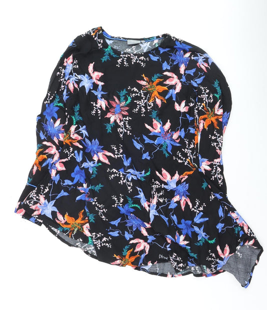 b.young Women's Black Floral Long Sleeve Blouse UK 8 Viscose