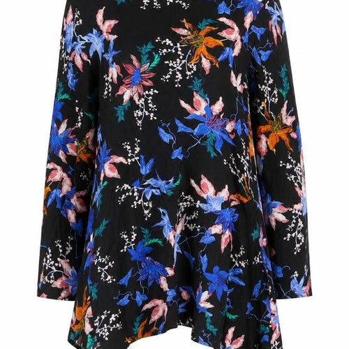 b.young Women's Black Floral Long Sleeve Blouse UK 8 Viscose