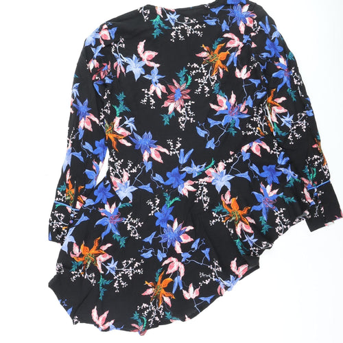 b.young Women's Black Floral Long Sleeve Blouse UK 8 Viscose