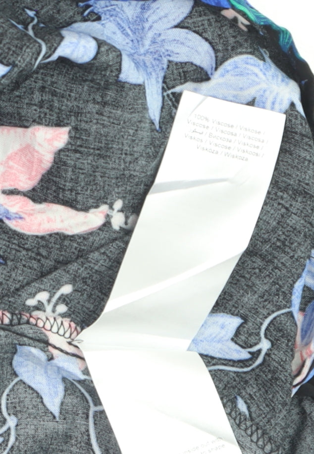 b.young Women's Black Floral Long Sleeve Blouse UK 8 Viscose