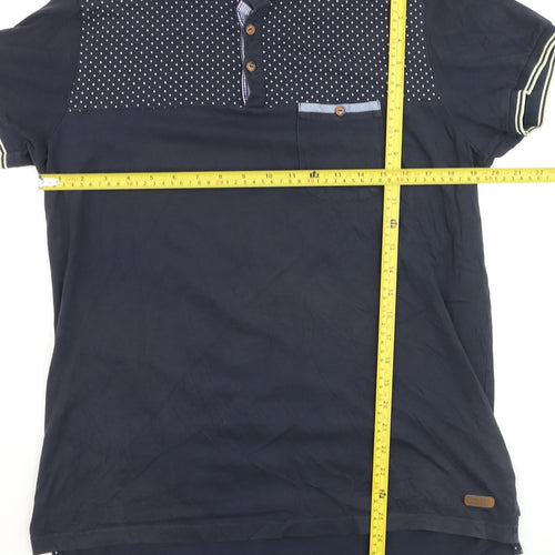 Twisted Soul Men's Blue Collared Short Sleeve Polka Dot T-Shirt XL