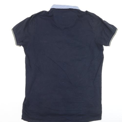 Twisted Soul Men's Blue Collared Short Sleeve Polka Dot T-Shirt XL