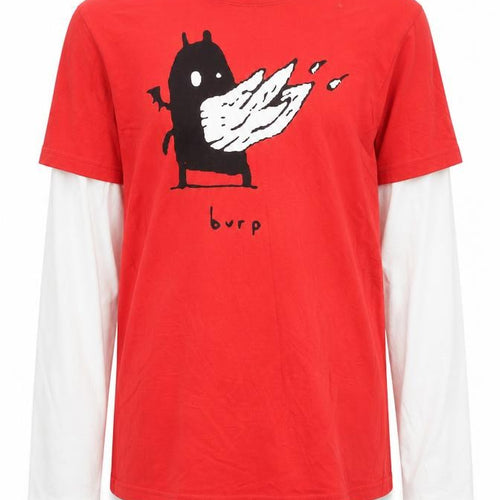 Topman Boys Red Funny Graphic Long Sleeve Layered T-Shirt Size S