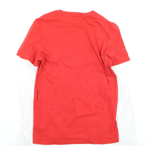Topman Boys Red Funny Graphic Long Sleeve Layered T-Shirt Size S