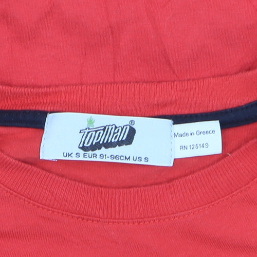 Topman Boys Red Funny Graphic Long Sleeve Layered T-Shirt Size S