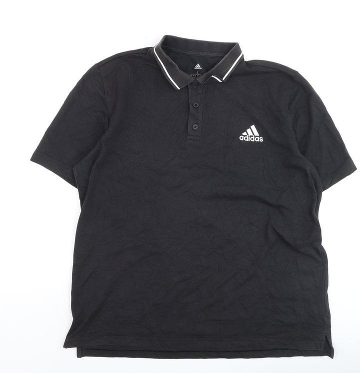 Adidas Men's Black L Sports Polo Shirt Cotton Blend Logo