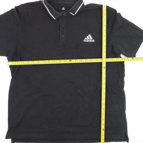 Adidas Men's Black L Sports Polo Shirt Cotton Blend Logo