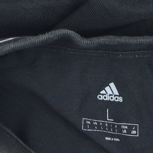 Adidas Men's Black L Sports Polo Shirt Cotton Blend Logo