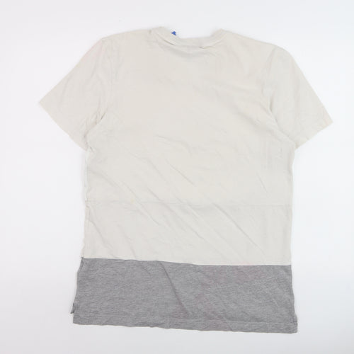 Adidas Men’s Beige Grey Colourblock Trefoil Logo T-Shirt Size M
