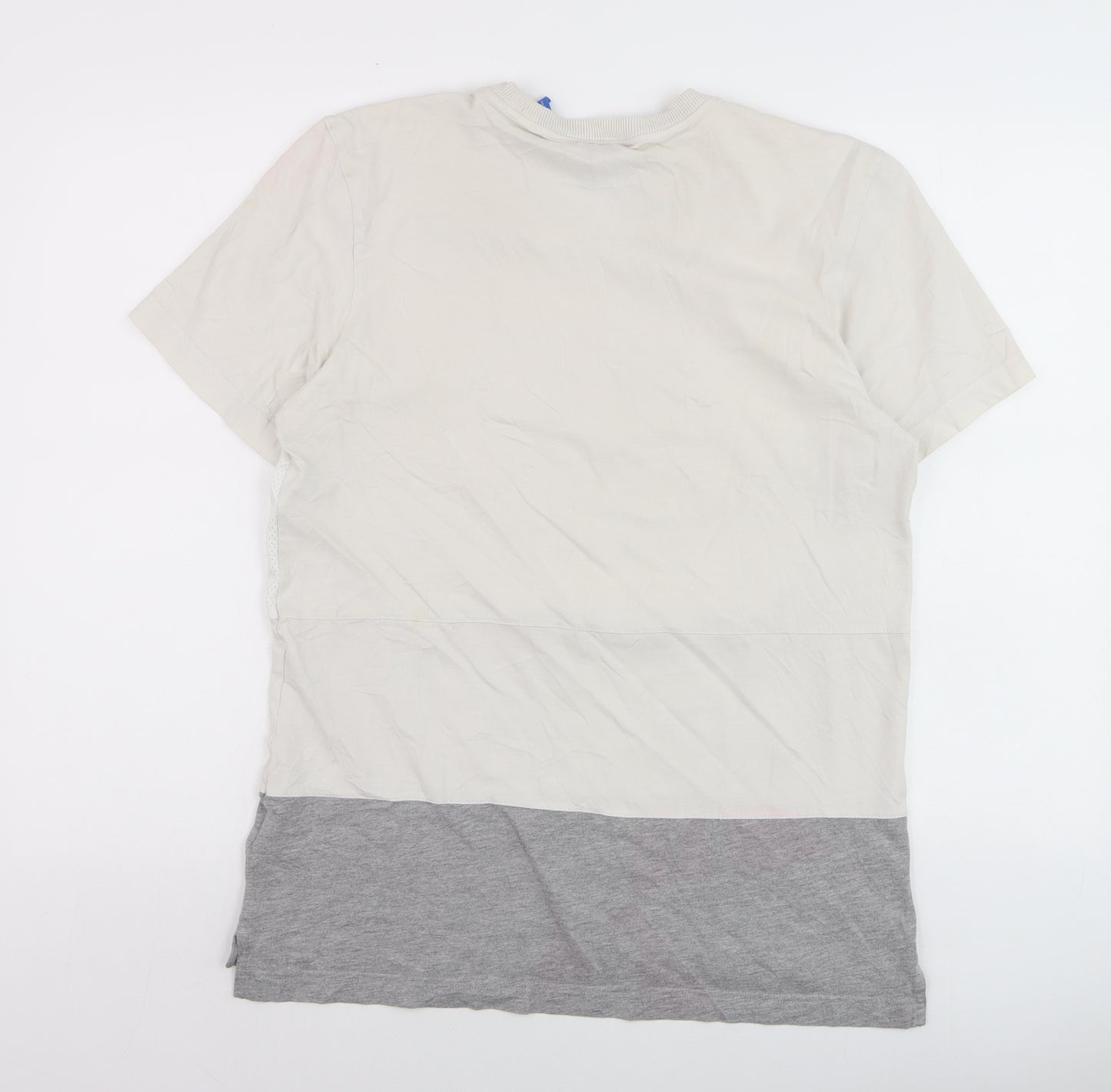 Adidas Men’s Beige Grey Colourblock Trefoil Logo T-Shirt Size M