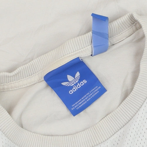 Adidas Men’s Beige Grey Colourblock Trefoil Logo T-Shirt Size M
