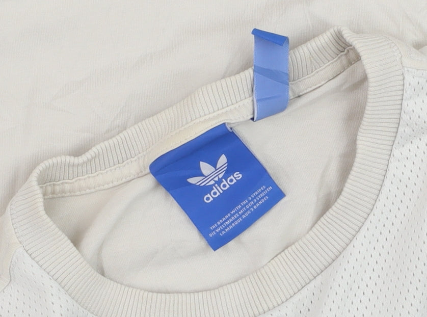 Adidas Men’s Beige Grey Colourblock Trefoil Logo T-Shirt Size M