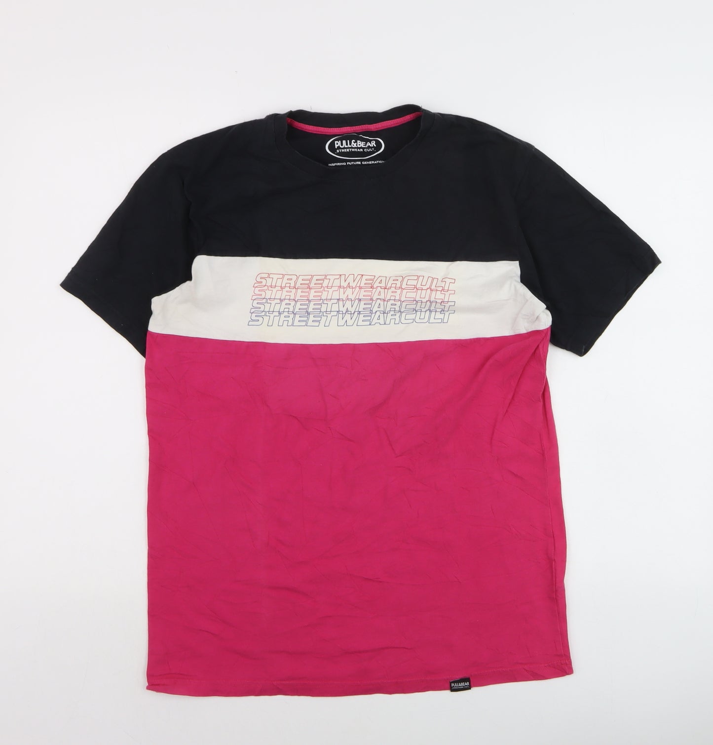Pull & Bear Men's Multicoloured Streetwear Cult T-Shirt Size S