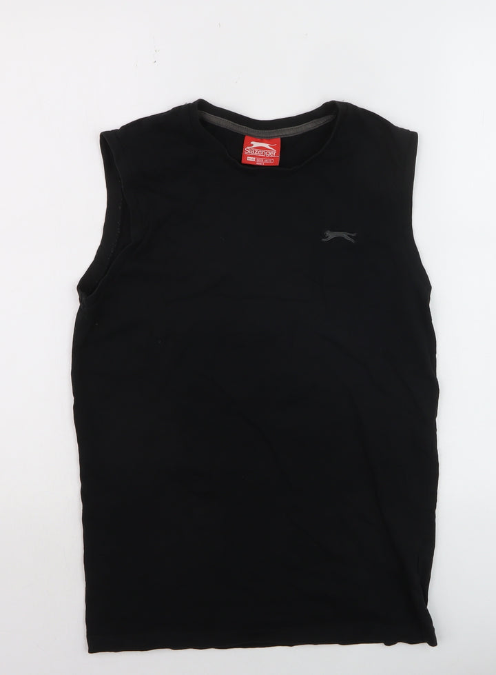 Slazenger Mens Black Sleeveless Crew Neck Cotton T-Shirt XS