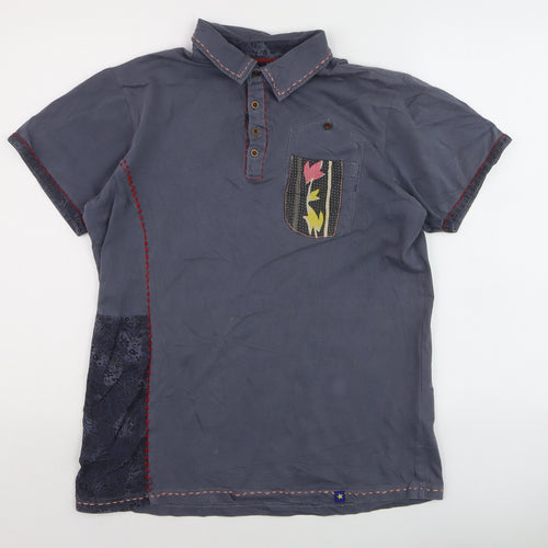 Joe Browns Men's Blue Patchwork Cotton Polo Shirt Size M