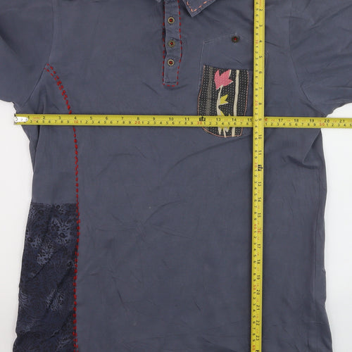 Joe Browns Men's Blue Patchwork Cotton Polo Shirt Size M
