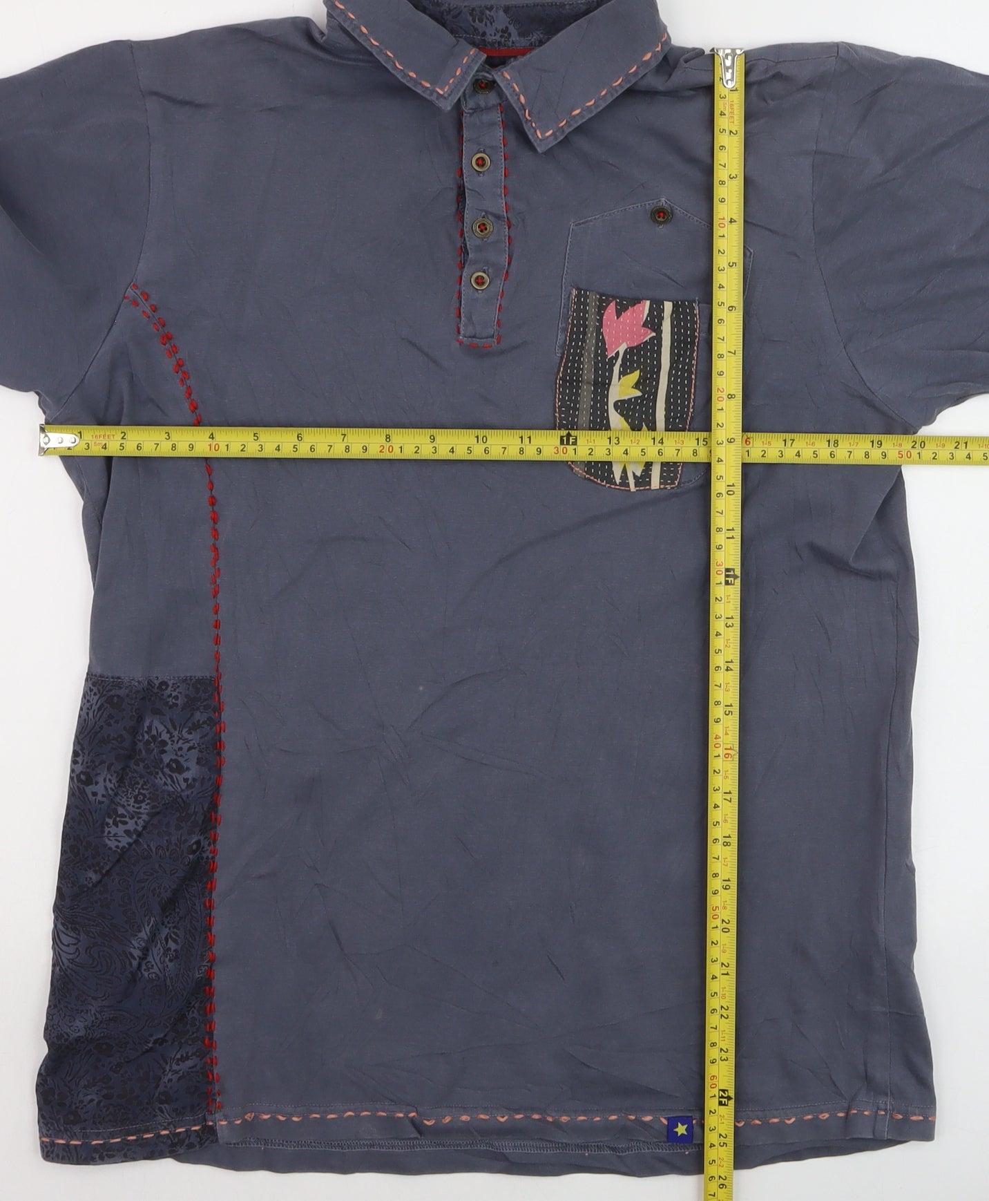 Joe Browns Men's Blue Patchwork Cotton Polo Shirt Size M