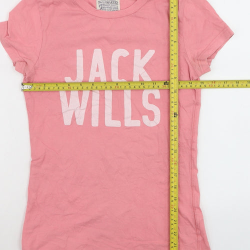 Jack Wills Womens Pink Slim Fit Basic Cotton T-Shirt Size 8