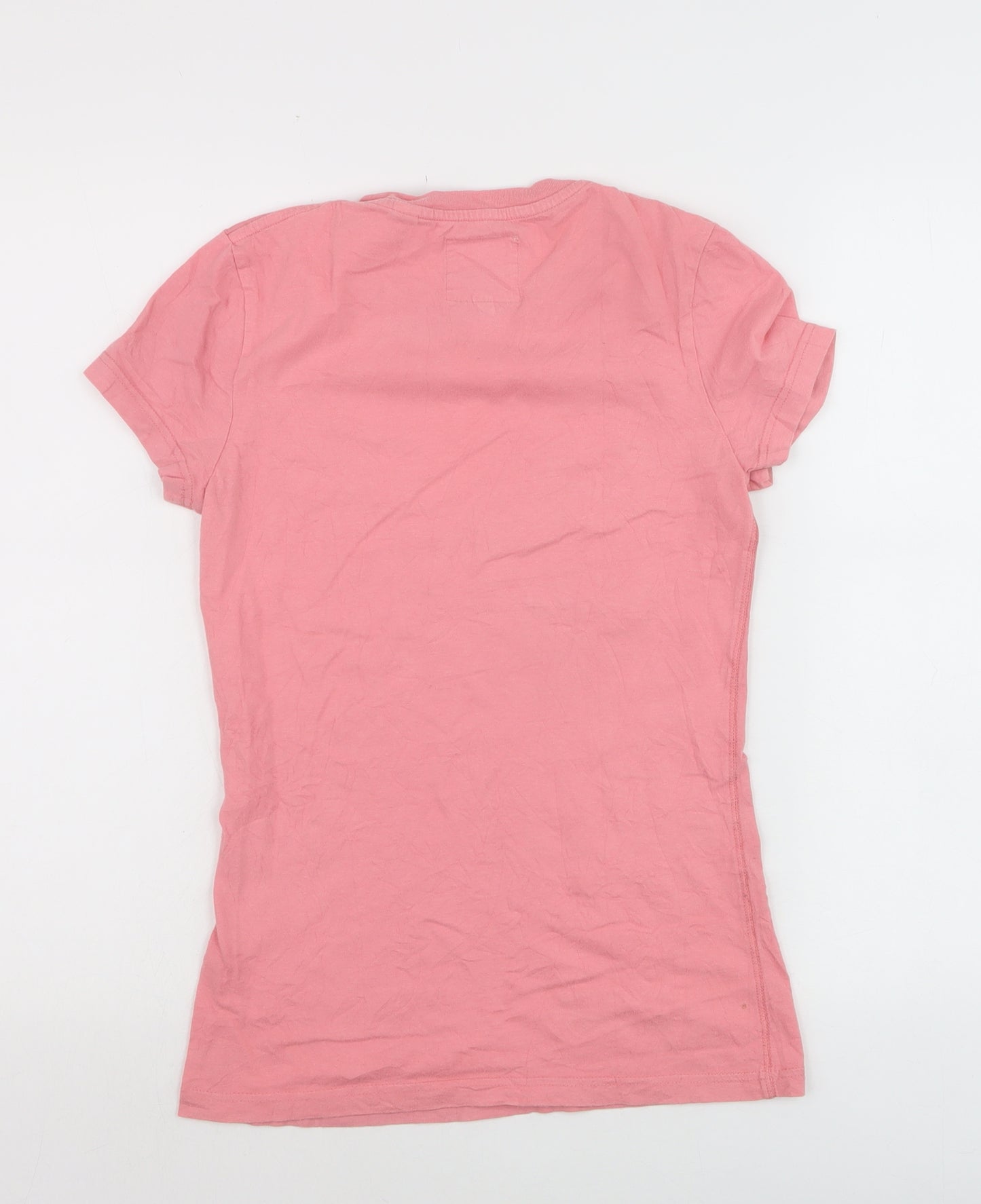 Jack Wills Womens Pink Slim Fit Basic Cotton T-Shirt Size 8