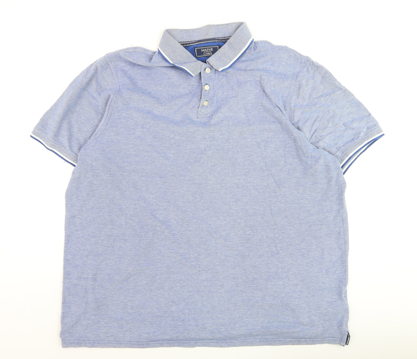 Maine New England Men's Blue Cotton Polo Shirt XL Regular Fit