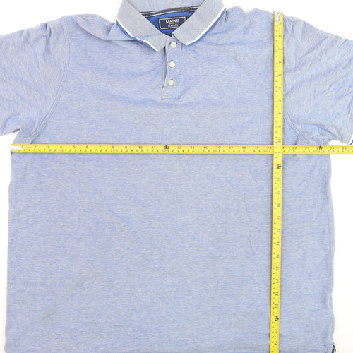 Maine New England Men's Blue Cotton Polo Shirt XL Regular Fit