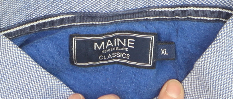Maine New England Men's Blue Cotton Polo Shirt XL Regular Fit