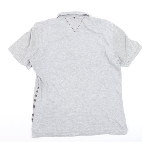 White Stuff Men's Grey Striped Cotton Polo Shirt Size M