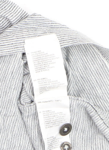 White Stuff Men's Grey Striped Cotton Polo Shirt Size M