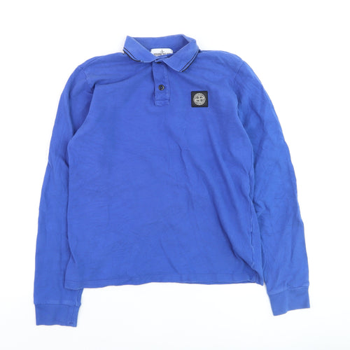 Stone Island Junior Blue Long Sleeve Polo Shirt Teen Size 14 170