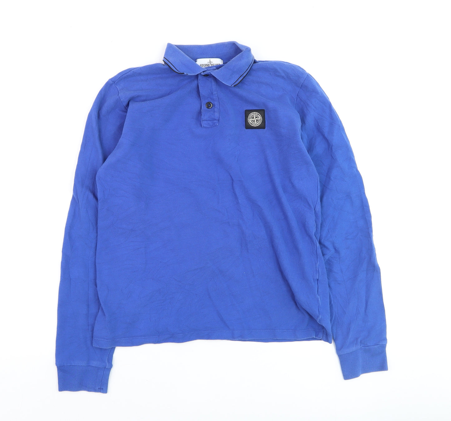 Stone Island Junior Blue Long Sleeve Polo Shirt Teen Size 14 170