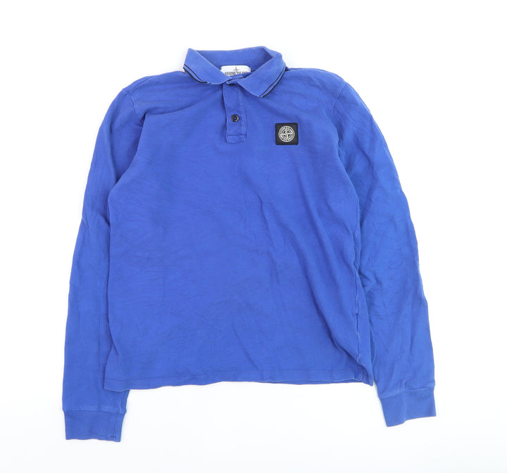 Stone Island Junior Blue Long Sleeve Polo Shirt Teen Size 14 170