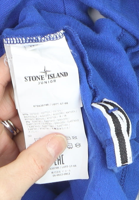 Stone Island Junior Blue Long Sleeve Polo Shirt Teen Size 14 170