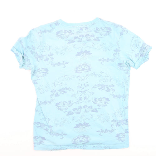 Smith & Jones Men's Blue Floral Crew Neck Cotton T-Shirt Size S