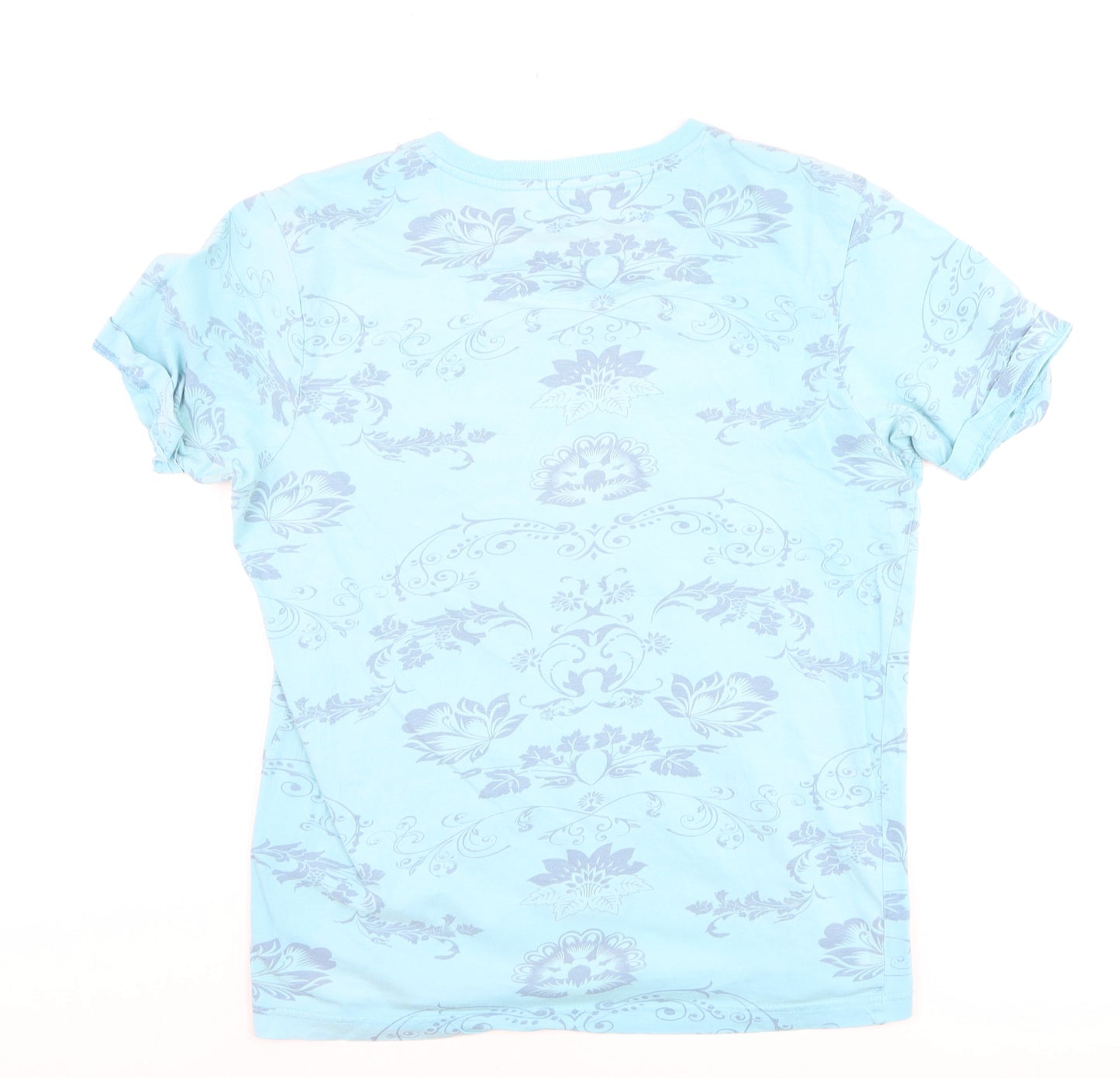 Smith & Jones Men's Blue Floral Crew Neck Cotton T-Shirt Size S