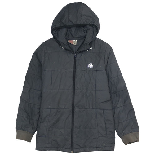 Adidas Boys Black 13-14 Years Hooded Puffer Jacket Winter Coat