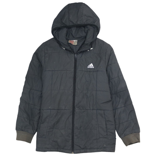 Adidas Boys Black 13-14 Years Hooded Puffer Jacket Winter Coat