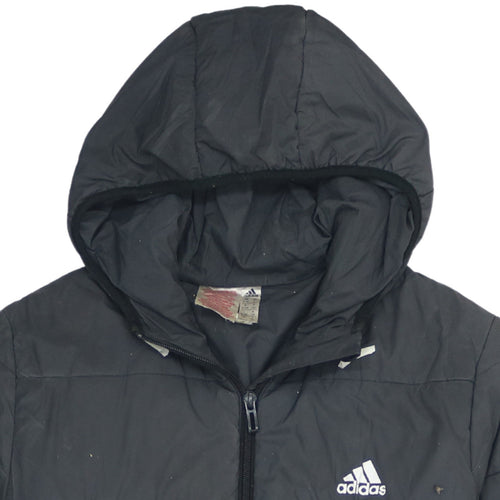 Adidas Boys Black 13-14 Years Hooded Puffer Jacket Winter Coat