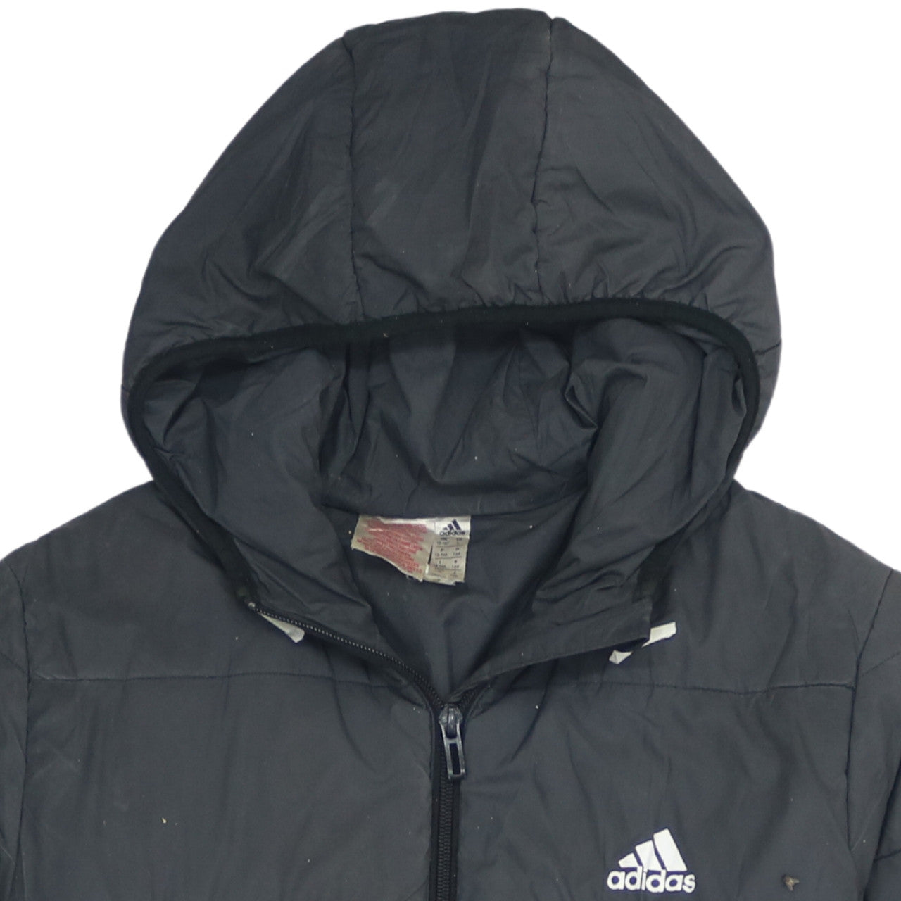 Adidas Boys Black 13-14 Years Hooded Puffer Jacket Winter Coat