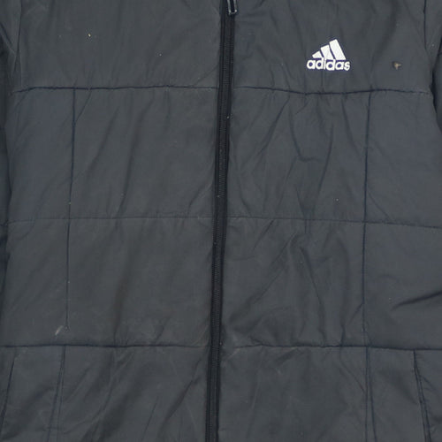Adidas Boys Black 13-14 Years Hooded Puffer Jacket Winter Coat