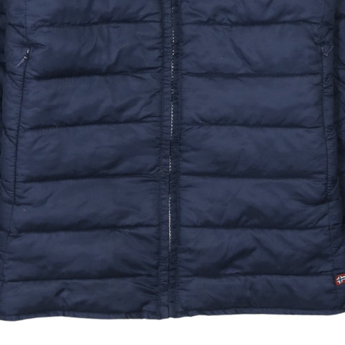 Napapijri Men's Blue XL Puffer Jacket Lightweight Quilted Zip Up