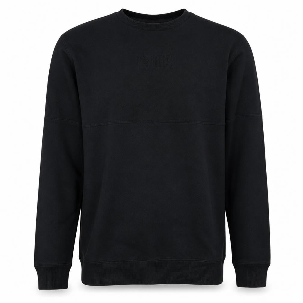 Front view of Puma Men's Black Small Crew Neck Pullover Sweatshirt