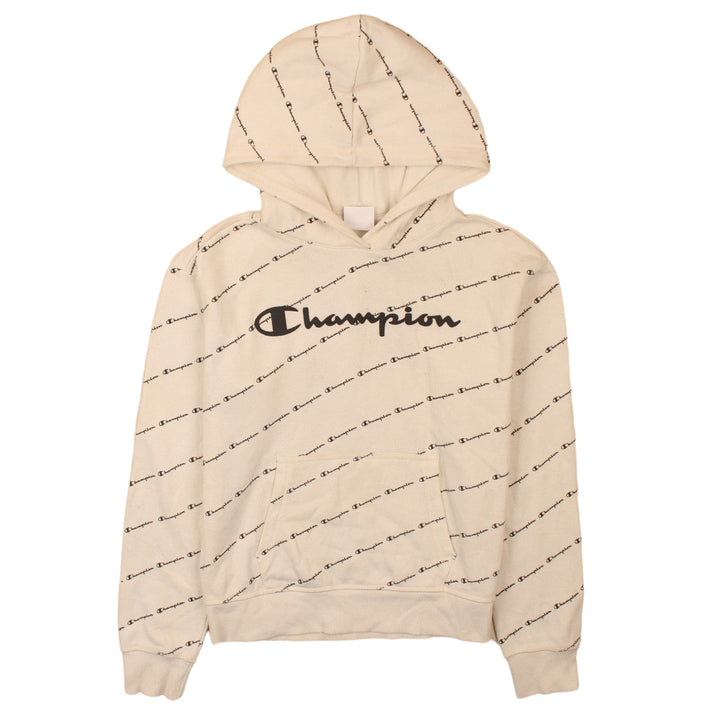 Champion Boys Beige Logo Pullover Hoodie 13-14 Years Regular Fit