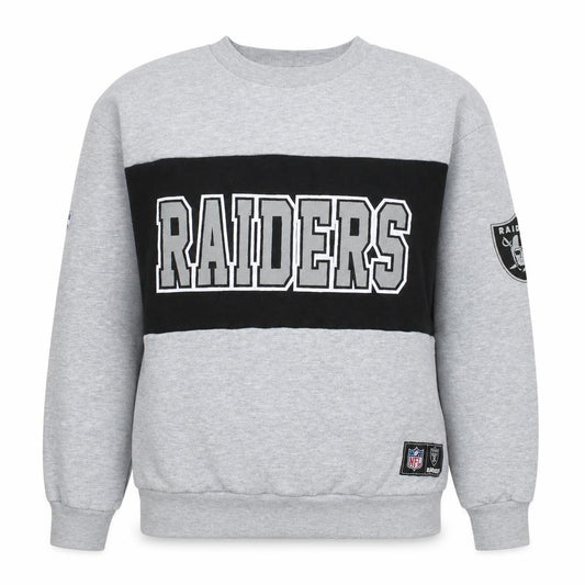 Front view of Primark NFL Raiders Grey Sweatshirt XS Women Casual Crew Neck
