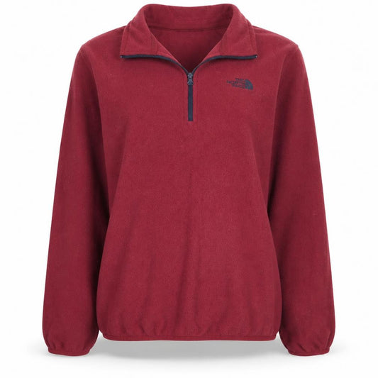 Front view of The North Face women’s red fleece 1/4 zip pullover sweatshirt m