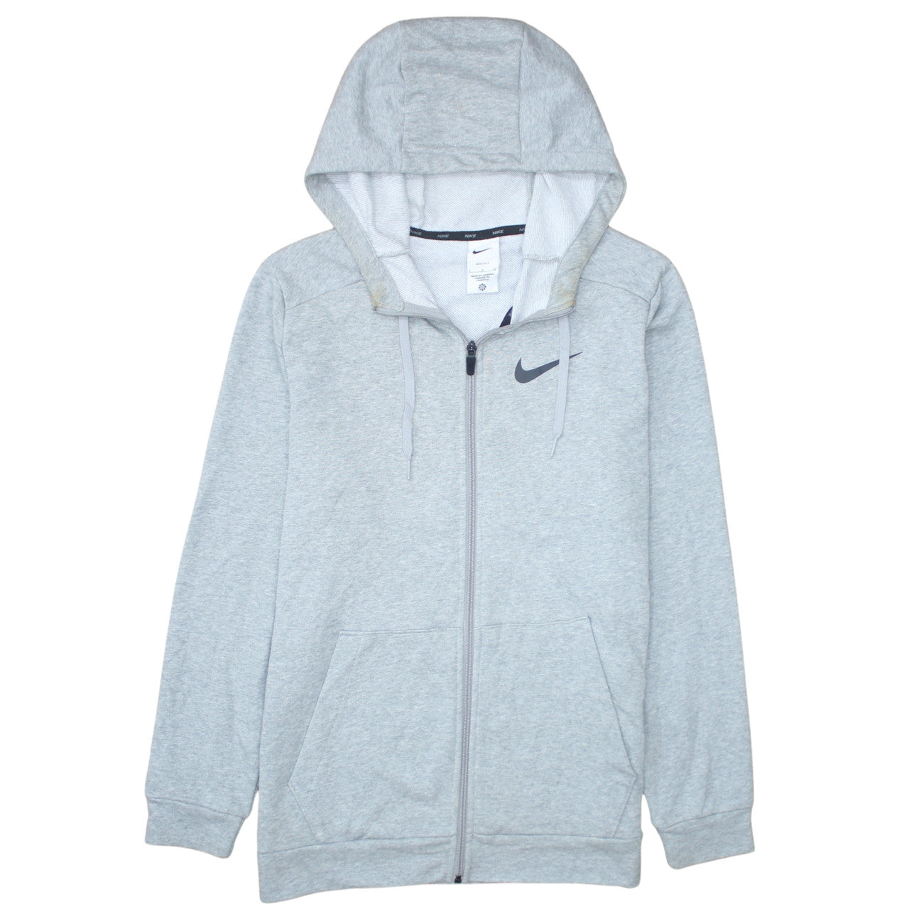 Nike Men's Grey Full Zip Dri-FIT Hoodie Size S Regular Fit Sportswear